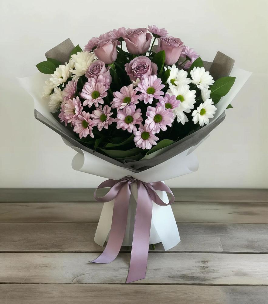 Букет цветов из: Хризантемы и Розы в Боровихе