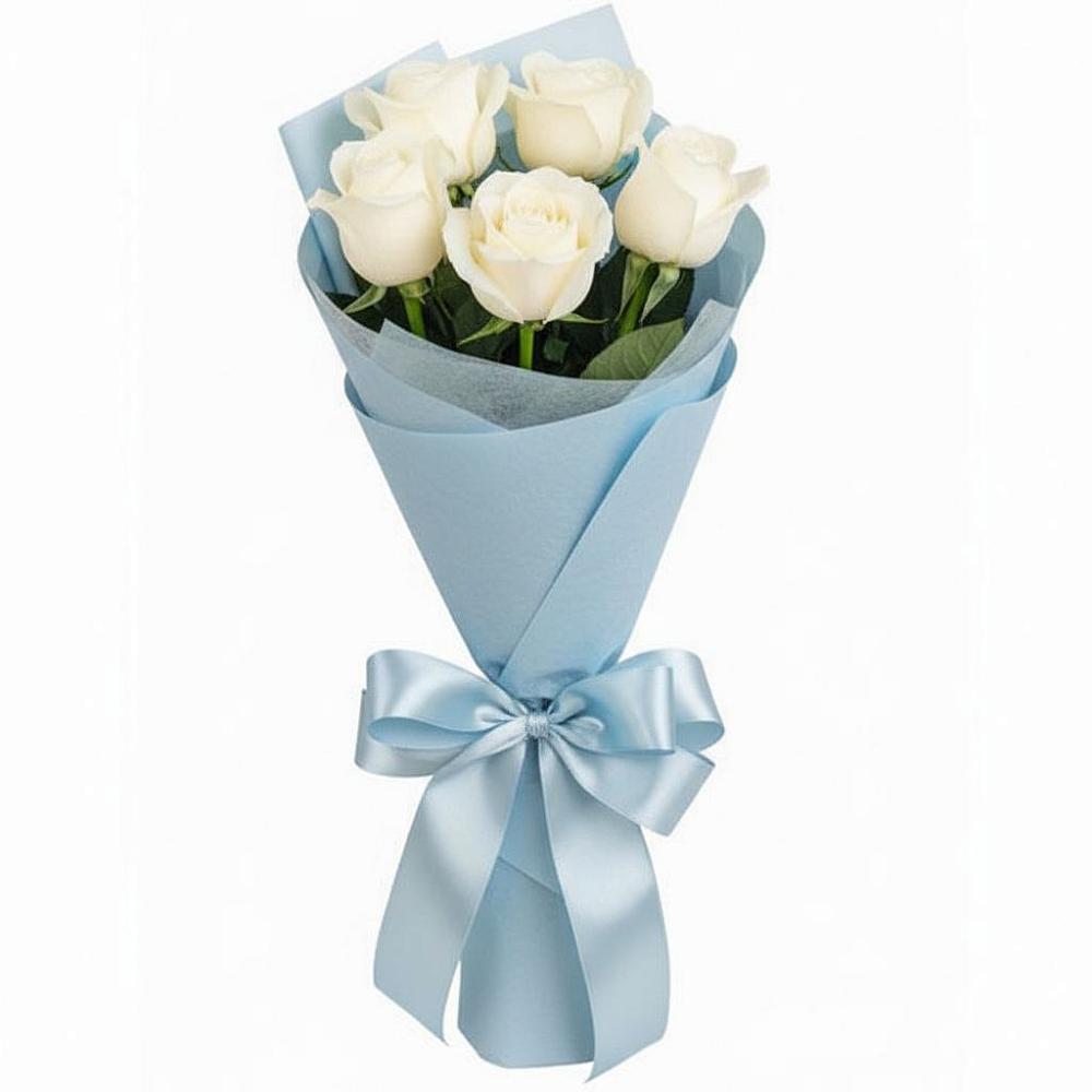 Букет 5 Белых роз Проуд в Боровихе