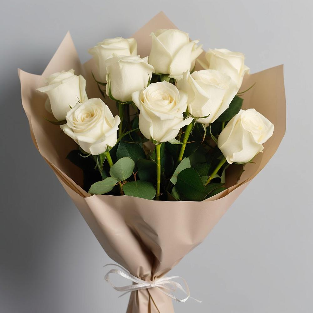 Букет 9 Белых роз Эдлесс Лав в Боровихе