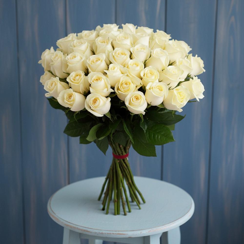Букет 51 Белая роза Эдлесс Лав в Боровихе