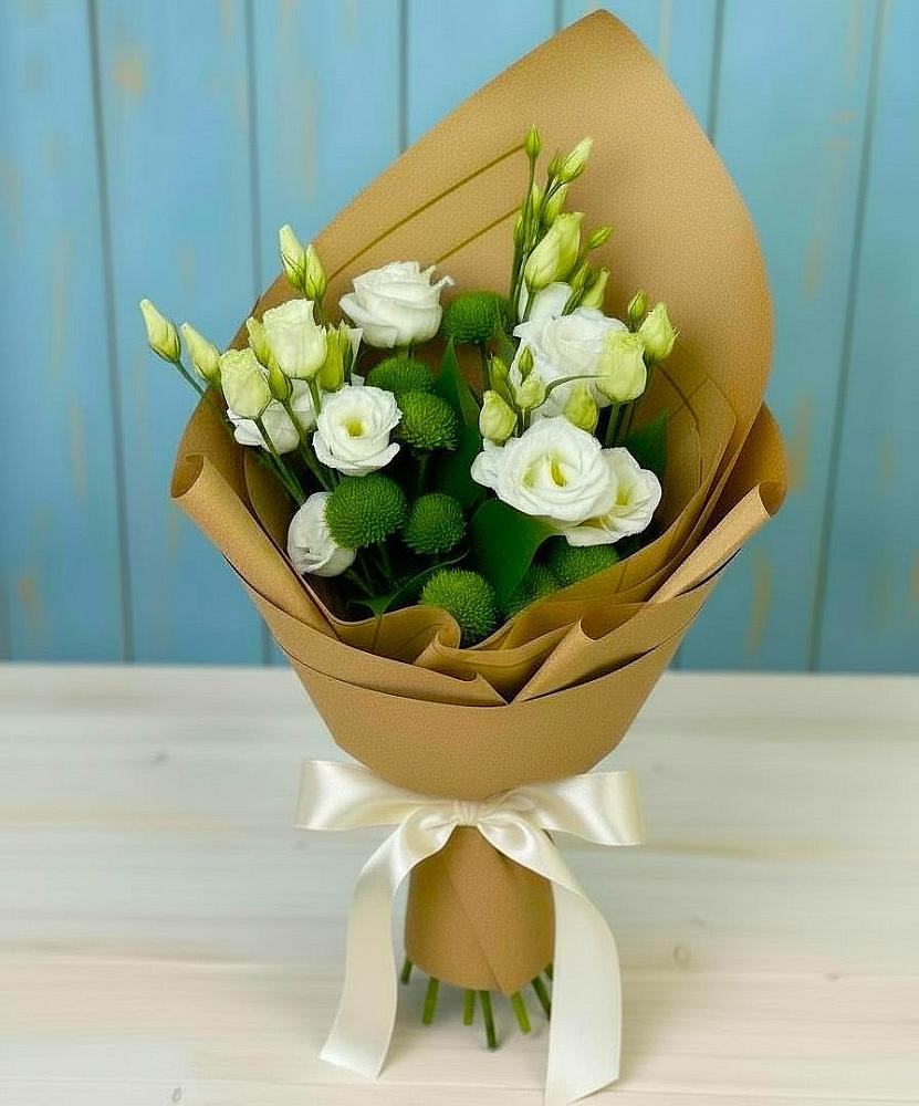 Букет цветов из: Хризантемы и Лизиантусы в Боровихе