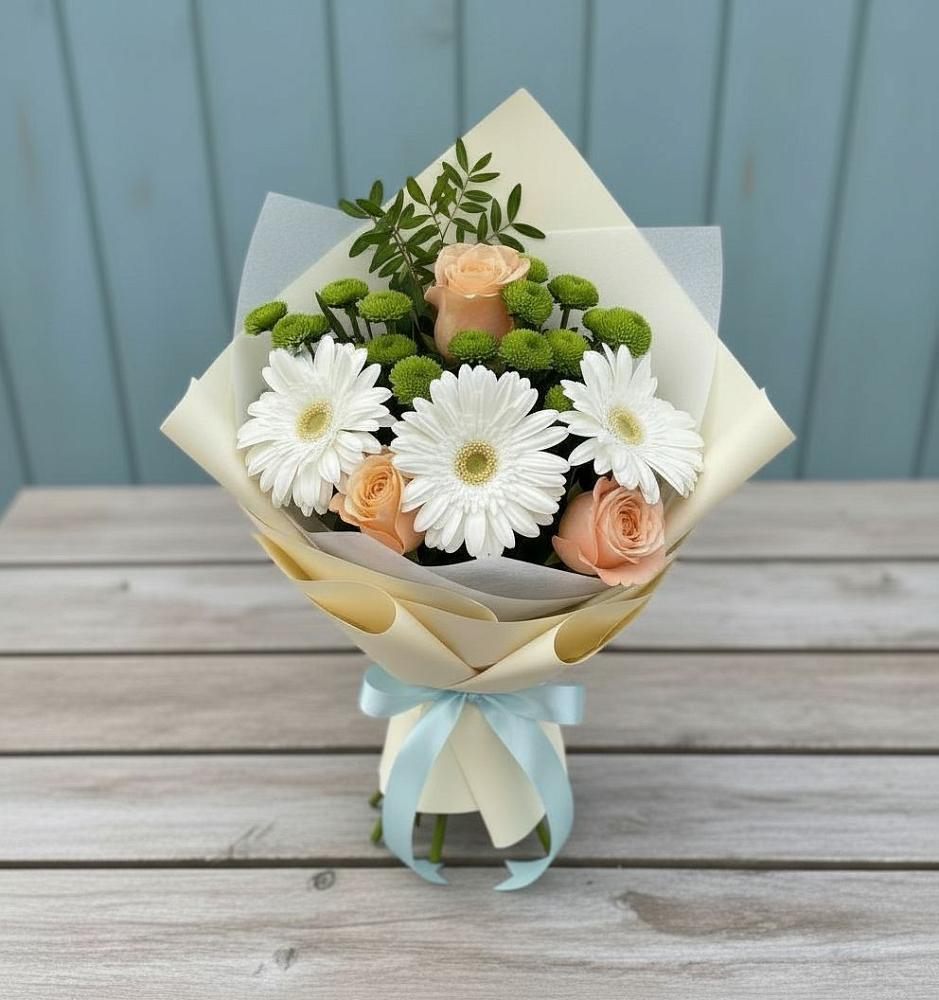 Букет цветов из: Герберы, Розы и Хризантемы в Боровихе