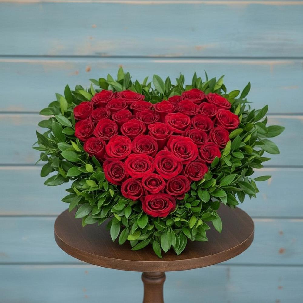 Цветочная композиция из Розы в виде сердца в Боровихе