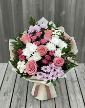 Букет цветов из:  Альстромерии, Гвоздики, Розы и Хризантемы #REPLACE_PRED# Боровихе