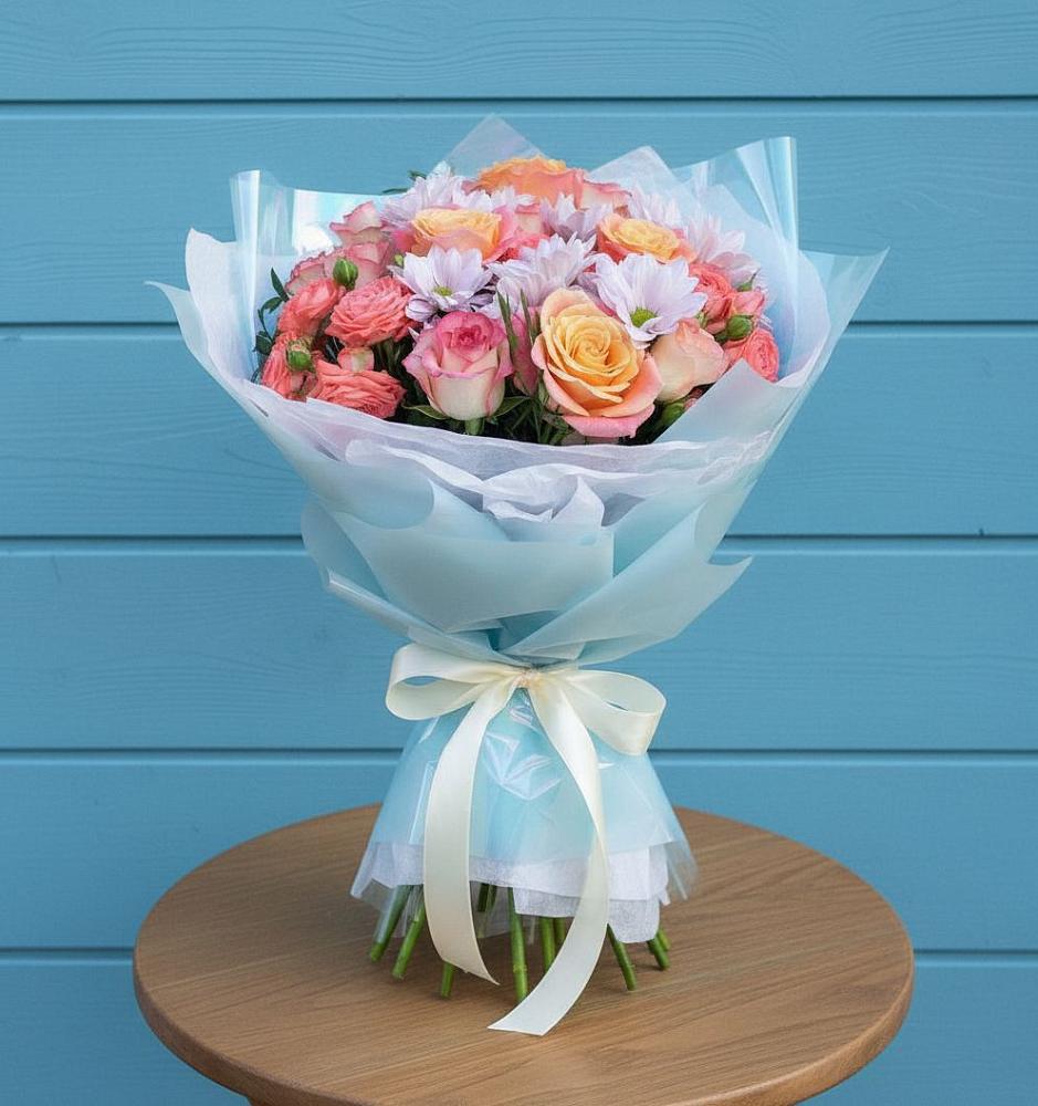 Букет цветов из: Хризантемы и Розы в Боровихе